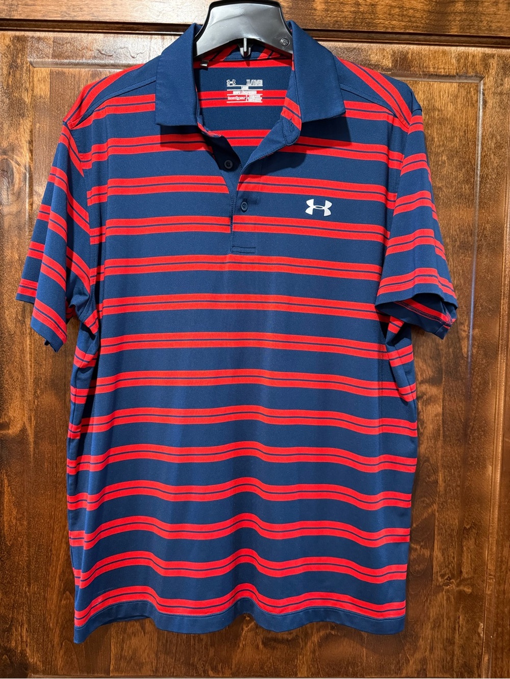Under Armour Men’s Navy and Red Striped Polo